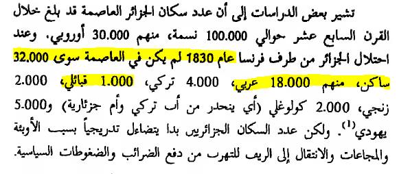 سكان العاصمةالمصدر  الدكتور عمار بوحوش التاريخ السياسي للجزائر طبعة 1996صفحة 77